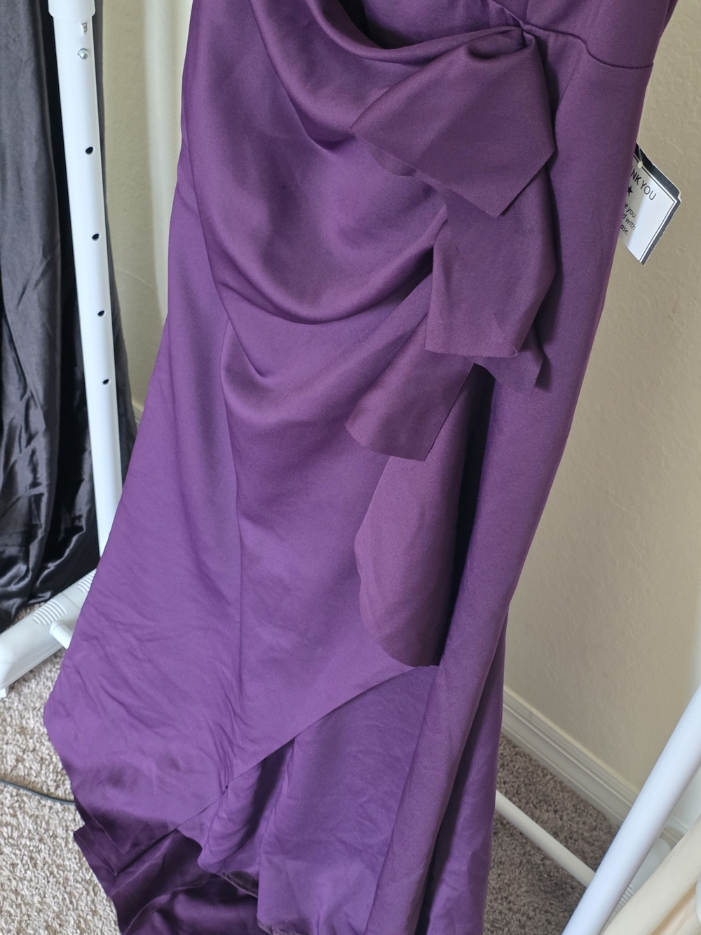 Xscape Dress Off-Shoulder Ruffle Gown Purple Patti Techno Scuba Size 16 - Picture 9 of 12